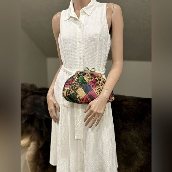 Colorful Handmade Cowhide Bowknot Kisslock Clutch/Crossbody with 2 Chain Styles - Picture 8 of 16